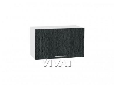 Шкаф верхний горизонтальный с увеличенной глубиной Валерия-М 610 Чёрный металлик дождь / Белый