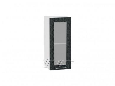 Шкаф верхний со стеклом Валерия-М 300/Б Чёрный металлик дождь