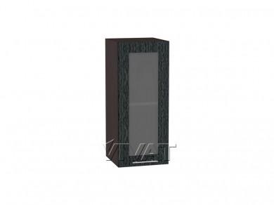 Шкаф верхний со стеклом Валерия-М 300 Чёрный металлик дождь / Graphite