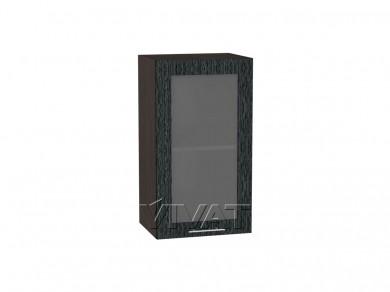 Шкаф верхний со стеклом Валерия-М 400 Чёрный металлик дождь / Graphite