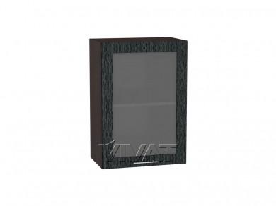 Шкаф верхний со стеклом Валерия-М 500 Чёрный металлик дождь / Венге