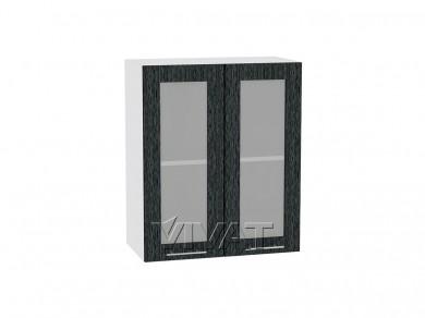 Шкаф верхний со стеклом Валерия-М 600/Б Чёрный металлик дождь