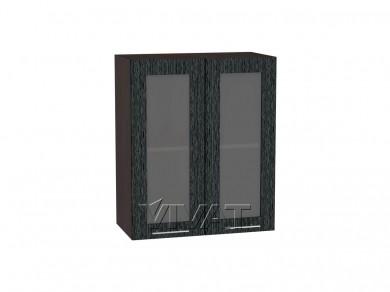 Шкаф верхний со стеклом Валерия-М 600 Чёрный металлик дождь / Graphite
