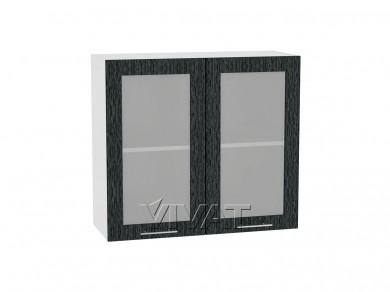 Шкаф верхний со стеклом Валерия-М 800/Б Чёрный металлик дождь