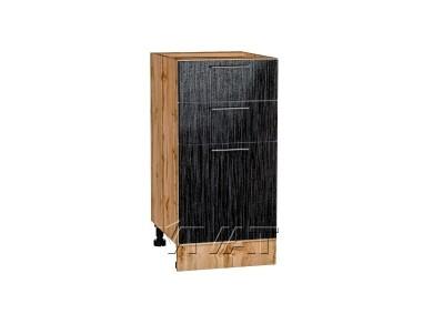Шкаф нижний с 3-мя ящиками Валерия-М 400/Д Чёрный металлик дождь