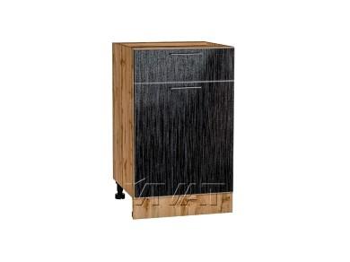 Шкаф нижний с 1 ящиком Валерия-М 500 Чёрный металлик дождь / Дуб Вотан