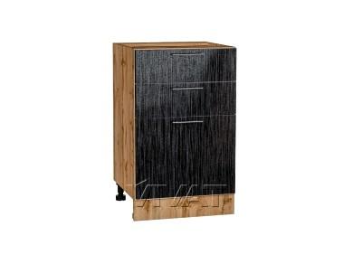 Шкаф нижний с 3-мя ящиками Валерия-М 500 Чёрный металлик дождь / Дуб Вотан