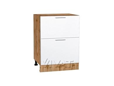 Шкаф нижний с 2-мя ящиками Валерия-М 600 Белый металлик / Дуб Вотан
