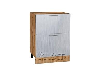 Шкаф нижний с 2-мя ящиками Валерия-М 600 Серый металлик дождь светлый / Дуб Вотан
