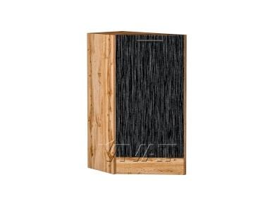 Шкаф нижний торцевой Валерия-М 300 Чёрный металлик дождь / Дуб Вотан