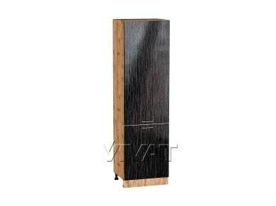 Шкаф пенал Валерия-М 600 (для верхних шкафов 720) Чёрный металлик дождь / Дуб Вотан