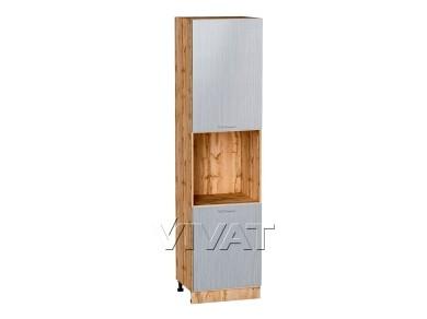 Шкаф пенал под бытовую технику Валерия-М 600Н (для верхних шкафов 920) Серый металлик дождь светлый / Дуб Вотан
