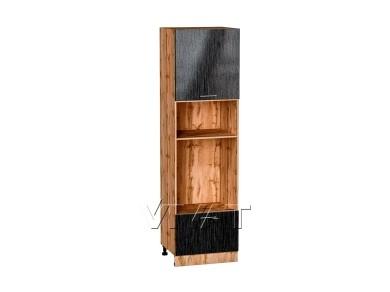Шкаф пенал под встраиваемую бытовую технику Валерия-М 600 (для верхних шкафов 720) Чёрный металлик дождь / Дуб Вотан