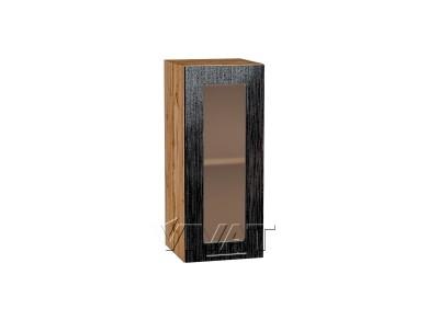 Шкаф верхний со стеклом Валерия-М 300/Д Чёрный металлик дождь