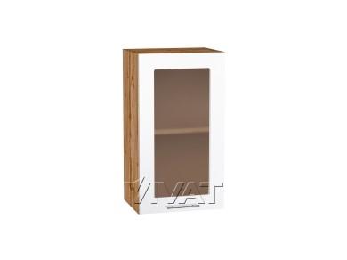 Шкаф верхний со стеклом Валерия-М 400 Белый глянец / Дуб Вотан
