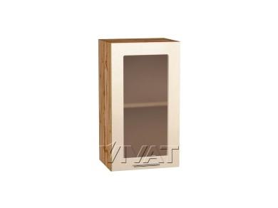 Шкаф верхний со стеклом Валерия-М 400 Бежевый металлик / Дуб Вотан