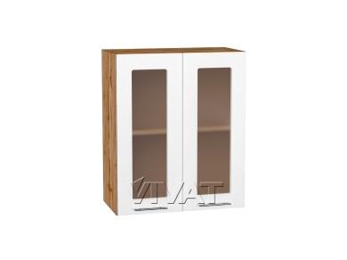 Шкаф верхний со стеклом Валерия-М 600 Белый металлик / Дуб Вотан