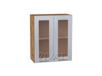 Шкаф верхний со стеклом Валерия-М 600 Серый металлик дождь светлый / Дуб Вотан