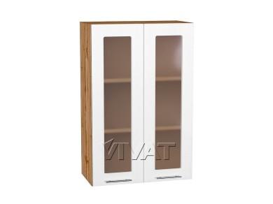Шкаф верхний со стеклом Валерия-М 600Н Белый металлик / Дуб Вотан