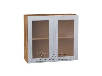Шкаф верхний со стеклом Валерия-М 800/Д Серый металлик дождь светлый