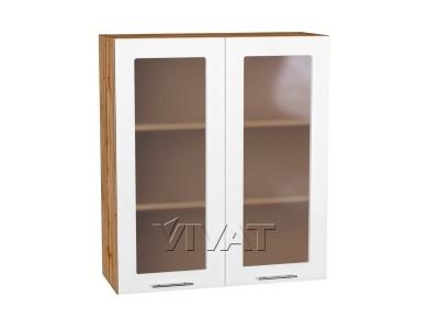 Шкаф верхний со стеклом Валерия-М 800Н/Д Белый металлик