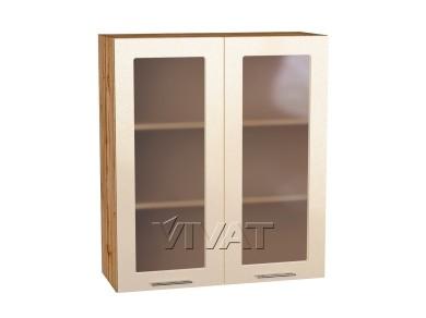 Шкаф верхний со стеклом Валерия-М 800Н/Д Бежевый металлик