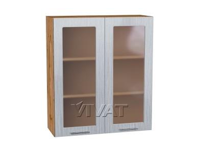 Шкаф верхний со стеклом Валерия-М 800Н Серый металлик дождь светлый / Дуб Вотан