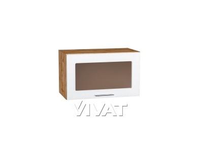 Шкаф верхний горизонтальный со стеклом Валерия-М 600 Белый металлик / Дуб Вотан