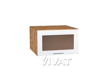 Шкаф верхний горизонтальный с увеличенной глубиной со стеклом Валерия-М 610 Белый металлик / Дуб Вотан