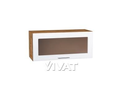 Шкаф верхний горизонтальный со стеклом Валерия-М 800 Белый металлик / Дуб Вотан
