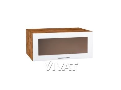 Шкаф верхний горизонтальный с увеличенной глубиной со стеклом Валерия-М 810 Белый металлик / Дуб Вотан