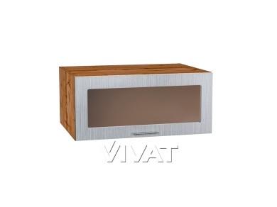 Шкаф верхний горизонтальный с увеличенной глубиной со стеклом Валерия-М 810 Серый металлик дождь светлый / Дуб Вотан