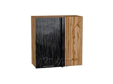 Шкаф верхний прямой угловой Валерия-М 700/Д Чёрный металлик дождь