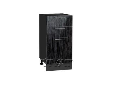 Шкаф нижний с 3-мя ящиками Валерия-М 400/G Чёрный металлик дождь