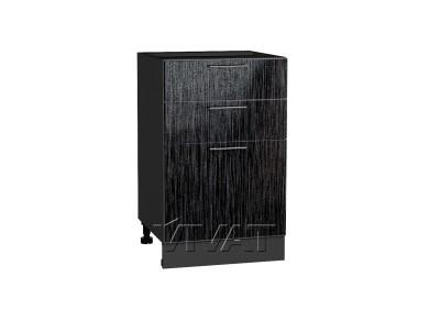 Шкаф нижний с 3-мя ящиками Валерия-М 500/G Чёрный металлик дождь