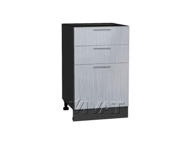 Шкаф нижний с 3-мя ящиками Валерия-М 500 Серый металлик дождь светлый / Graphite