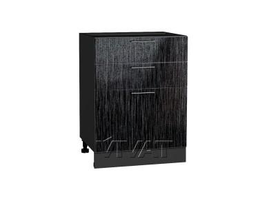 Шкаф нижний с 3-мя ящиками Валерия-М 600/G Чёрный металлик дождь