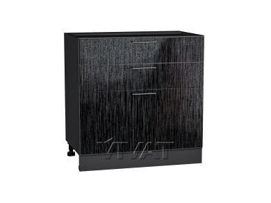Шкаф нижний с 3-мя ящиками Валерия-М 800/G Чёрный металлик дождь