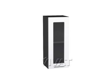 Шкаф верхний со стеклом Валерия-М 300 Белый глянец / Graphite