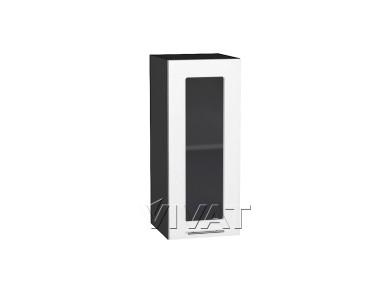 Шкаф верхний со стеклом Валерия-М 300 Белый металлик / Graphite
