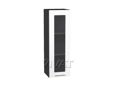 Шкаф верхний со стеклом Валерия-М 300Н Белый глянец / Graphite