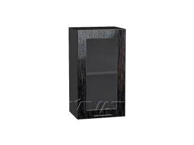 Шкаф верхний со стеклом Валерия-М 400/G Чёрный металлик дождь