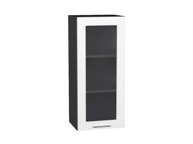 Шкаф верхний со стеклом Валерия-М 400Н Белый металлик / Graphite