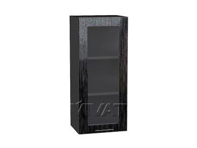 Шкаф верхний со стеклом Валерия-М 400Н Чёрный металлик дождь / Graphite