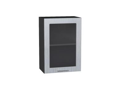 Шкаф верхний со стеклом Валерия-М 500/G Серый металлик дождь светлый