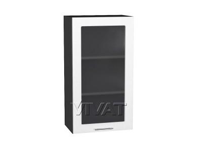 Шкаф верхний со стеклом Валерия-М 500Н Белый металлик / Graphite