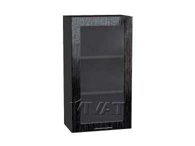 Шкаф верхний со стеклом Валерия-М 500Н Чёрный металлик дождь / Graphite