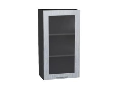 Шкаф верхний со стеклом Валерия-М 500Н/G Серый металлик дождь светлый
