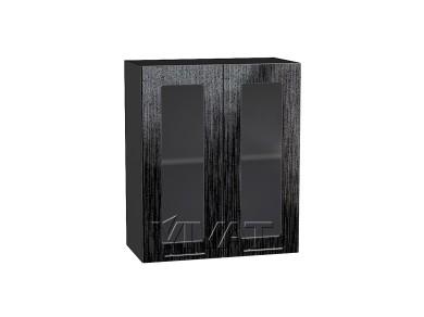 Шкаф верхний со стеклом Валерия-М 600 Чёрный металлик дождь / Graphite