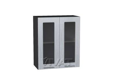 Шкаф верхний со стеклом Валерия-М 600 Серый металлик дождь светлый / Graphite